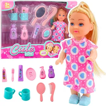 Panenka Panenka s příslušenstvím pro péči 12 cm růžové šaty