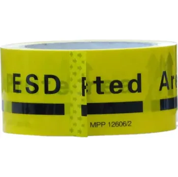 Výstražná páska Žlutá vyznačovací páska "ESD PROTECTED AREA" pro antistatické ESD zóny - délka 33 m, šířka 5 cm - 80080002