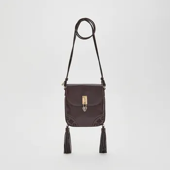 Kabelka Reserved - Kabelka přes rameno s třásněmi - mahagonová - 733FC-93X - 733FC-93X-ONE