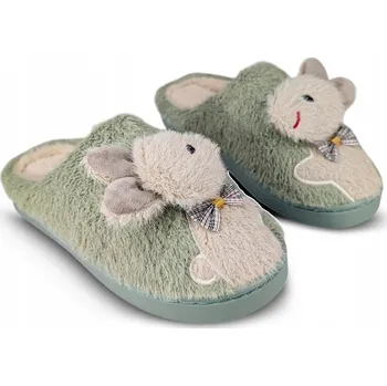 Dámská obuv Teplé dámské Bamboše Pantofle s kožešinou, plyšové myšky, mátové, velikost 38/39