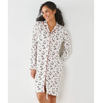 Dámská noční košile Noční košile na knoflíky, s potiskem cesmíny režná/třešňová 50