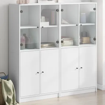 Příborník do zásuvky Highboard s dvířky hnědý dub 68 x 37 x 142 cm kompozitní dřevo