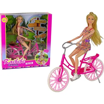 Panenka Panenka na kole s dlouhými vlasy a příslušenstvím růžová