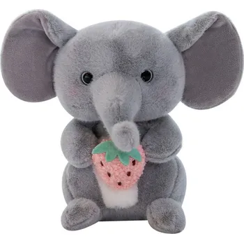 plyšák Plyšový slon s jahodou šedý 23cm – měkká mazlíček hračka