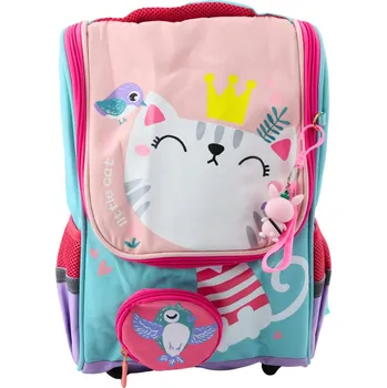 Školní batoh Školní batoh bílá kočka s odepínatelnou kapsičkou a přívěskem 21L
