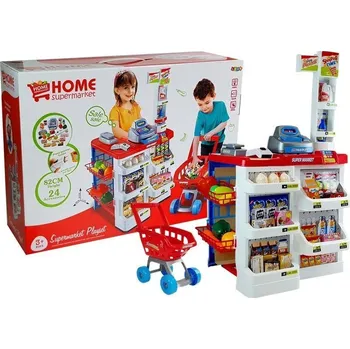 Hra na obchod Dětský obchod s pokladnou skener vozík potraviny 24 dílů