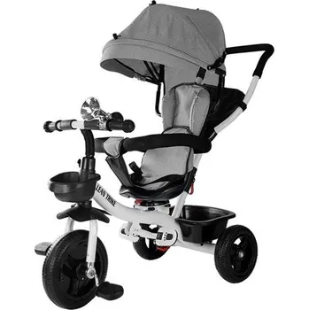 Dětská tříkolka Dětská tříkolka PRO300 s vodící tyčí a stříškou šedá