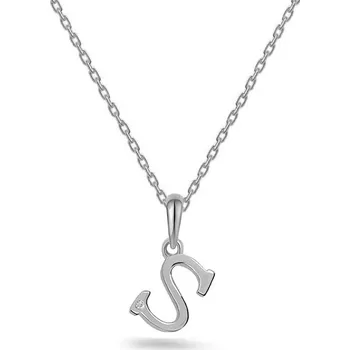 Přívěsek Přívěsek písmeno S s diamantem pro štěstí, bílé zlato IZBR995SA + dárkové balení LUXUS zdarma