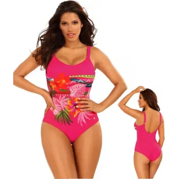 Dámské plavky Dámské jednodílné plavky Bali 11 S926BL 11 -1 tmavě růžová s květy - Self M