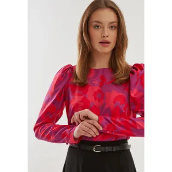 Dámská košile Halenka s růžovými květy červená - Monnari 38