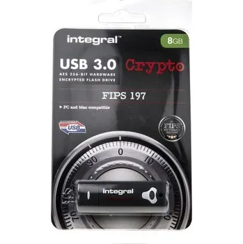 USB flash disk Flash disk s hardwarovým šifrováním 8 GB AES-256 USB 3.0 197 Integral Memory 0 → plus 70°C
