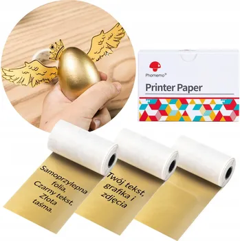 Příslušenství pro čtečku elektronické knihy Zlatá fólie pro Phomemo M02 M02S M02PRO M03 50mm x 3,5m samolepky a nálepky x3