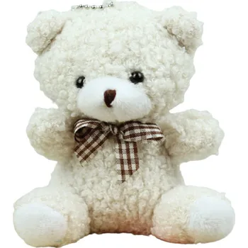 Plyšový medvídek přívěsek na klíče – s mašličkou bílý 8cm