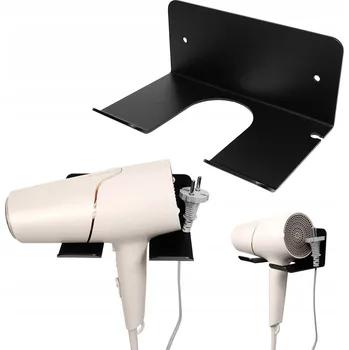 Věšák SILNÝ DRŽÁK NA ZEĎ VĚŠÁK NA FÉN KOVOVÝ ČERNÝ LOFT