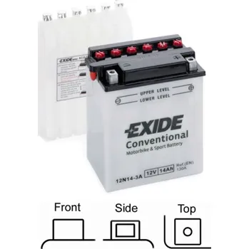 Auto-moto EXIDE suchá, přednabitá 12V 14Ah 130A 134x89x166