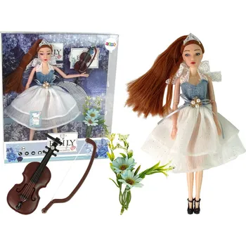 Panenka Emily se skřipkami a květinami – rudé vlasy, tiara