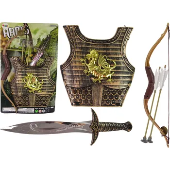 Karnevalový kostým Samurajský kostým s mečem a lukem – zlatá zbroj se smokem