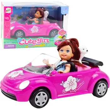 Panenka Panenka s kabriolem a pejskem – růžová sada pro holčičky