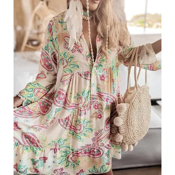 Dámské šaty Lehké boho šaty s květinovým potiskem