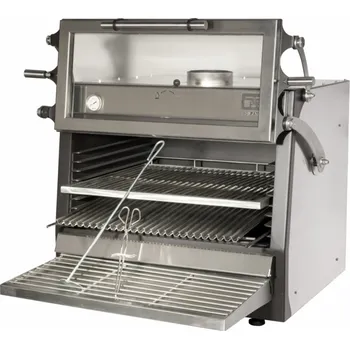 Pec na pizzu Pec na dřevěné uhlí PIRA 90 LUX ED nerezová, termoskleněné výsuvné dveře