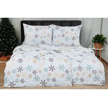 Povlečení HW LOGISTIC s.r.o. Vánoční Bavlněné povlečení EXCLUSIVE LOREA béžové 140 x 200, 70 x 90 cm zipový uzávěr