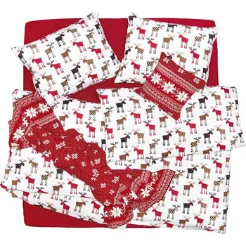 Povlečení SCANquilt povlečení KLASIK sobi bíločervenohnědá 140 x 200/70 x 90 cm