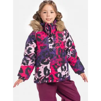 Chlapecká bunda Dětská zimní bunda Huppa Alondra s kožíškem fuchsia pattern velikost 140