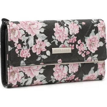 Peněženka Černá klopnová dámská peněženka s barevným potiskem Ilarion