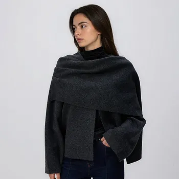 Dámský svetr Reserved - Svetr s pelerínou - tmavě šedá - 161IM-90M - 161IM-90M-XL