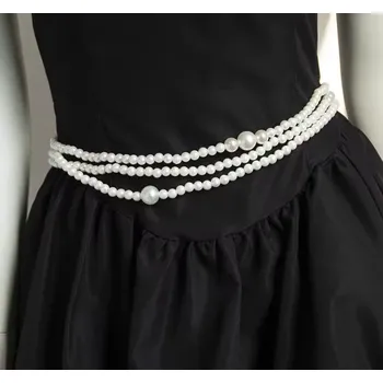 Dámské šaty B-TOP Třívrstvý řetízek na pas z perel různých velikostí