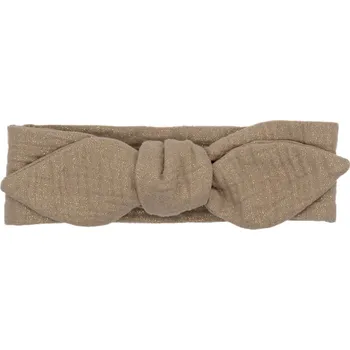 Čelenka Dětská čelenka s mašlí cappuccino se zlatým leskem 0-10m