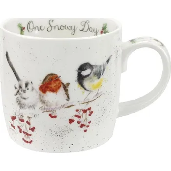 Royal Worcester Vánoční porcelánový hrnek Wrendale Designs "One Snowy Day", 0,31 l - Ptáčci