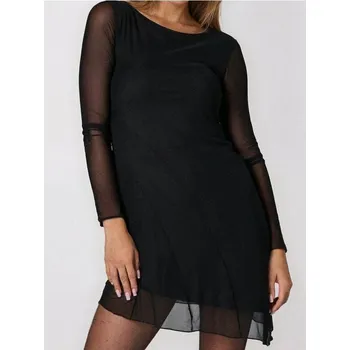 Dámské šaty Sinsay - Šaty se síťovanými vsadkami a ozdobným prošíváním - černá - 077IQ-99X - 077IQ-99X-M