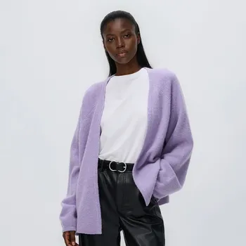 Dámský svetr Reserved - Kardigan s příměsí vlny - levandulová - 055GS-04X - 055GS-04X-S