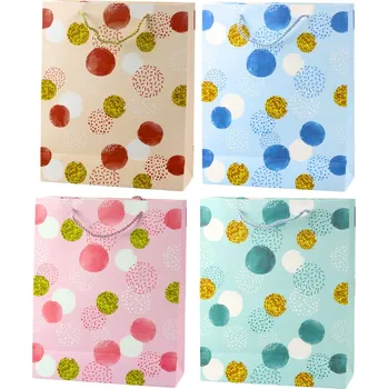 Dárková taška Dárková taška se zlatými tečkami – pastelová 32×26×10 cm