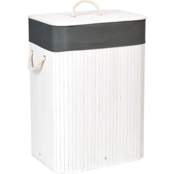 Koš na prádlo Bambusový koš na prádlo 80 l bílý / šedý