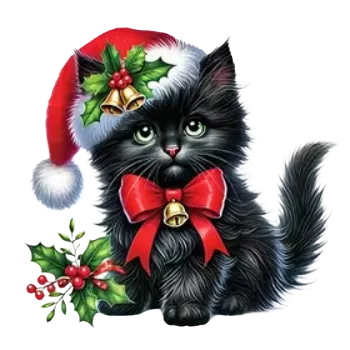 Vánoční dekorace Nažehlovací obrázek - vánoční kočka IV (22,5 x 23,0 cm)