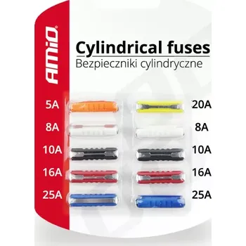 Autopojistky Sada pojistek válečkových 10ks