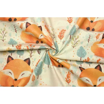 Bavlněné plátno - Podzimní vzor liška