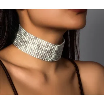 Náhrdelník B-TOP Víceřadý stříbrný krystalový choker
