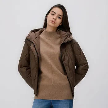 Reserved - Prošívaná bunda s přírodním peřím - světle olivová - WM892-81X - WM892-81X-XXL