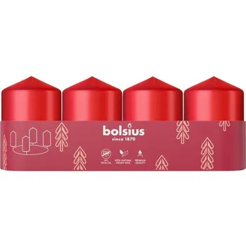 Svíčka Sviečky Bolsius Pillar Advent, červené, 60x40 mm, bal. 4 ks