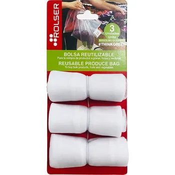 Nákupní taška Rolser Bolsa sada 3ks opakovatelně použitelných sáčků 28x35cm, bílá