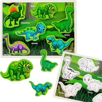 Puzzle Dřevěné puzzle Dinosauři 12 dílků s anglickými názvy