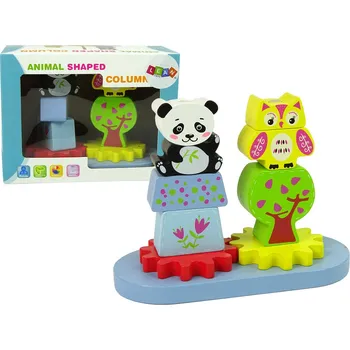 Dřevěná hračka Dřevěný sorter zvířátka sova panda s ozubenými koly