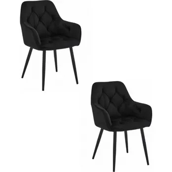 Jídelní židle Set dvou jídelních židlí JORK sametové, černé (černé nohy) 2 ks