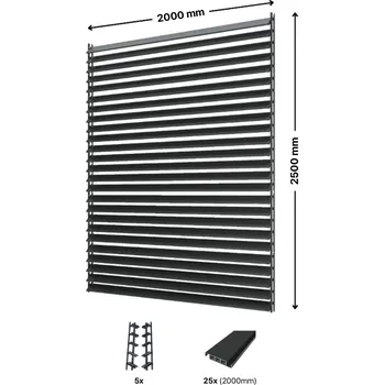 Příslušenství pro zahradní stavbu Hahn Holz Set pro venkovní žaluzie z hliníku RAL 7016 (antracitová): V:2500mm, Š:2000mm