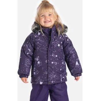 Dětská zimní bunda Huppa Vesa s kožíškem dark lilac pattern velikost 104