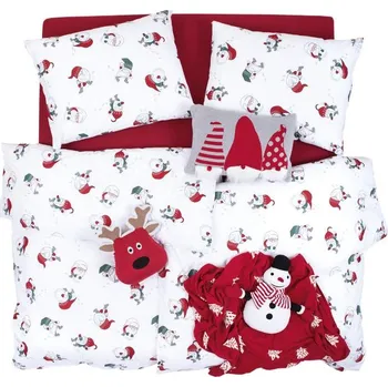 Povlečení SCANquilt povlečení KLASIK skřítci bíločervenozelená 140 x 200/70 x 90 cm