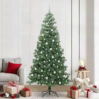 Vánoční stromek vidaXL Vánoční stromeček s 300 LED diodami Zelená 240 cm PVC [3396401]